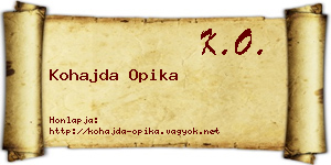 Kohajda Opika névjegykártya